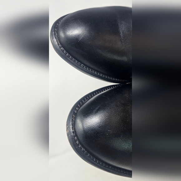 Corso Como Classic Black Leather Knee High Buckled Riding Boots Size 7.5M - Picture 2 of 16